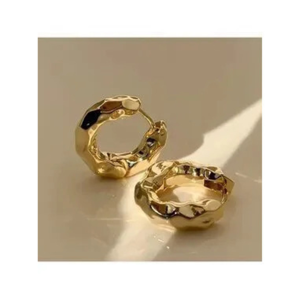 Gold Plated Stainless Steel Textured Hoop Earrings